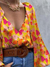 Vintage Butterfly Long Sleeve V-Neck Blouses Ins Street